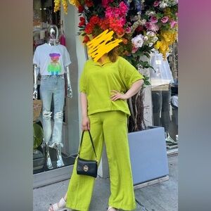 Vibrant Lime Green Two-Piece Set